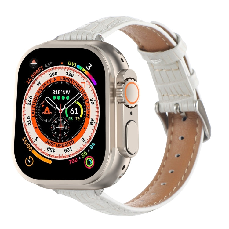 纖薄鱷魚皮錶帶，適用於 Apple Watch SE 2023 44mm、Apple Watch SE 2023 40mm、Apple Watch Ultra 2 49mm、Apple Watch Series 9 45mm、Apple Watch Series 9 41mm、Apple Watch Ultra 49mm