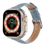纖薄鱷魚皮錶帶，適用於 Apple Watch SE 2023 44mm、Apple Watch SE 2023 40mm、Apple Watch Ultra 2 49mm、Apple Watch Series 9 45mm、Apple Watch Series 9 41mm、Apple Watch Ultra 49mm