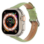 纖薄鱷魚皮錶帶，適用於 Apple Watch SE 2023 44mm、Apple Watch SE 2023 40mm、Apple Watch Ultra 2 49mm、Apple Watch Series 9 45mm、Apple Watch Series 9 41mm、Apple Watch Ultra 49mm