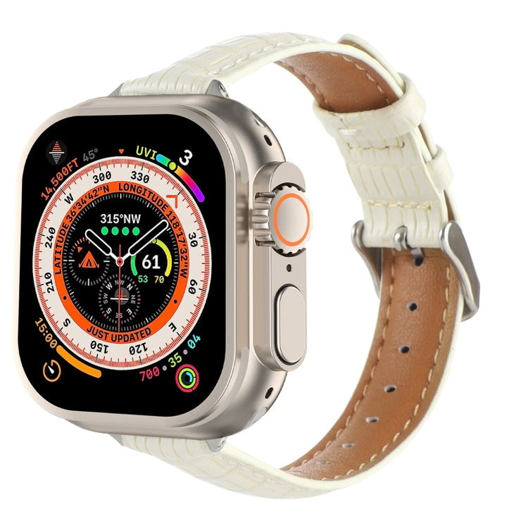 纖薄鱷魚皮錶帶，適用於 Apple Watch SE 2023 44mm、Apple Watch SE 2023 40mm、Apple Watch Ultra 2 49mm、Apple Watch Series 9 45mm、Apple Watch Series 9 41mm、Apple Watch Ultra 49mm