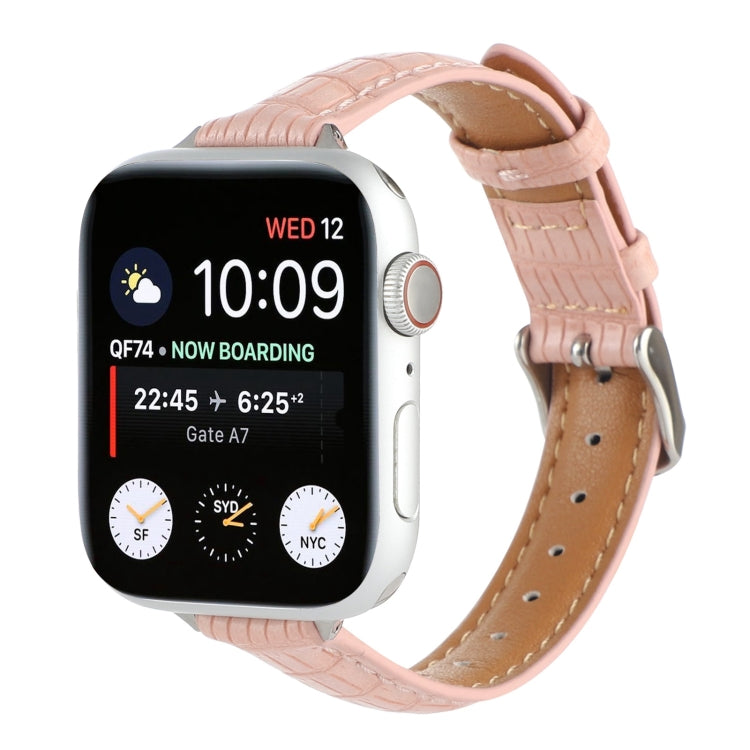 纖薄鱷魚皮錶帶，適用於 Apple Watch Series 8 41mm、Apple Watch Series 8 45mm、Apple Watch SE 2022 40mm、Apple Watch SE 2022 44mm、Apple Watch Series 7 41mm、Apple Watch Series 7 45mm
