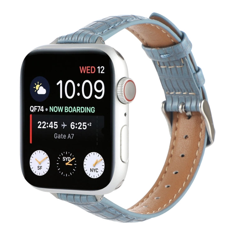 纖薄鱷魚皮錶帶，適用於 Apple Watch Series 8 41mm、Apple Watch Series 8 45mm、Apple Watch SE 2022 40mm、Apple Watch SE 2022 44mm、Apple Watch Series 7 41mm、Apple Watch Series 7 45mm