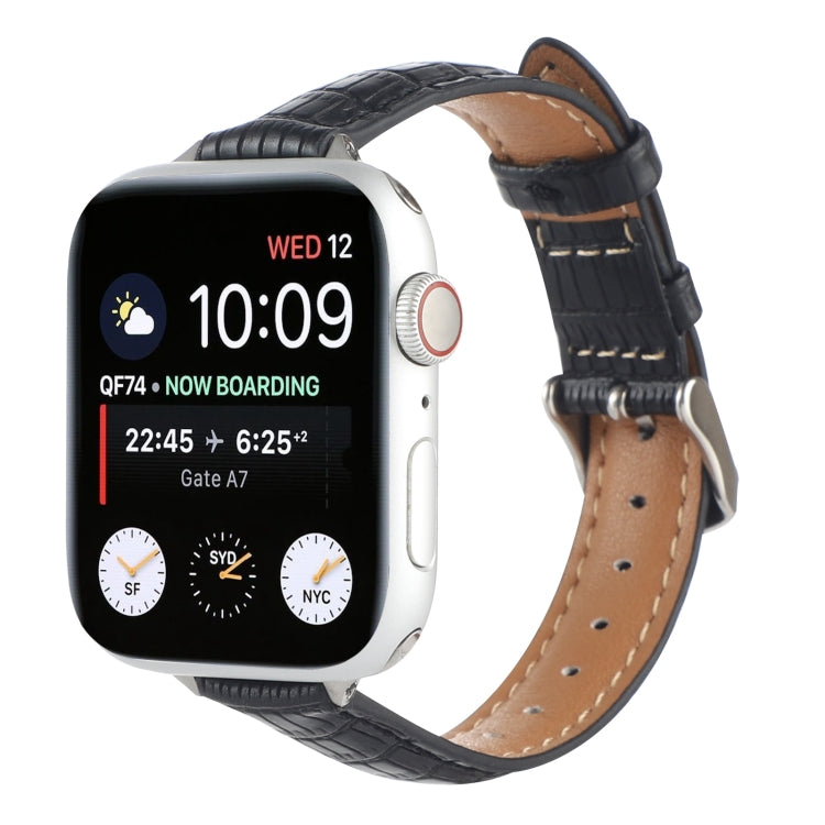 纖薄鱷魚皮錶帶，適用於 Apple Watch Series 8 41mm、Apple Watch Series 8 45mm、Apple Watch SE 2022 40mm、Apple Watch SE 2022 44mm、Apple Watch Series 7 41mm、Apple Watch Series 7 45mm