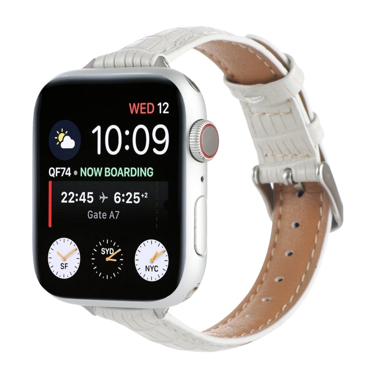 纖薄鱷魚皮錶帶，適用於 Apple Watch Series 4 44mm、Apple Watch Series 4 40mm、Apple Watch Series 3 38mm、Apple Watch Series 3 42mm、Apple Watch Series 2 42mm、Apple Watch Series 2 38mm