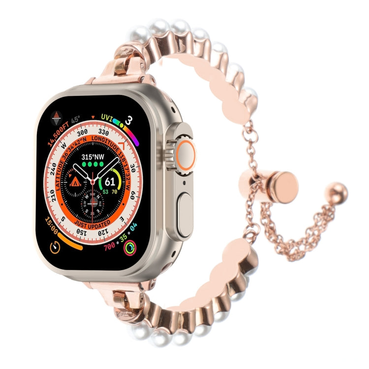 珍珠手鍊金屬錶帶，適用於 Apple Watch SE 2023 44mm，適用於 Apple Watch SE 2023 40mm，適用於 Apple Watch Ultra 2 49mm，適用於 Apple Watch Series 9 45mm，適用於 Apple Watch Series 9 41mm，適用於 Apple Watch Ultra 49mm，適用於 Apple Watch Series 8 41mm