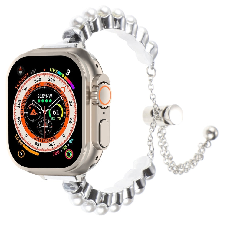 珍珠手鍊金屬錶帶，適用於 Apple Watch SE 2023 44mm，適用於 Apple Watch SE 2023 40mm，適用於 Apple Watch Ultra 2 49mm，適用於 Apple Watch Series 9 45mm，適用於 Apple Watch Series 9 41mm，適用於 Apple Watch Ultra 49mm，適用於 Apple Watch Series 8 41mm