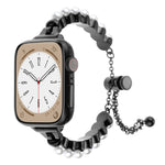 珍珠手鍊金屬錶帶，適用於 Apple Watch SE 2023 44mm，適用於 Apple Watch SE 2023 40mm，適用於 Apple Watch Ultra 2 49mm，適用於 Apple Watch Series 9 45mm，適用於 Apple Watch Series 9 41mm，適用於 Apple Watch Ultra 49mm，適用於 Apple Watch Series 8 41mm
