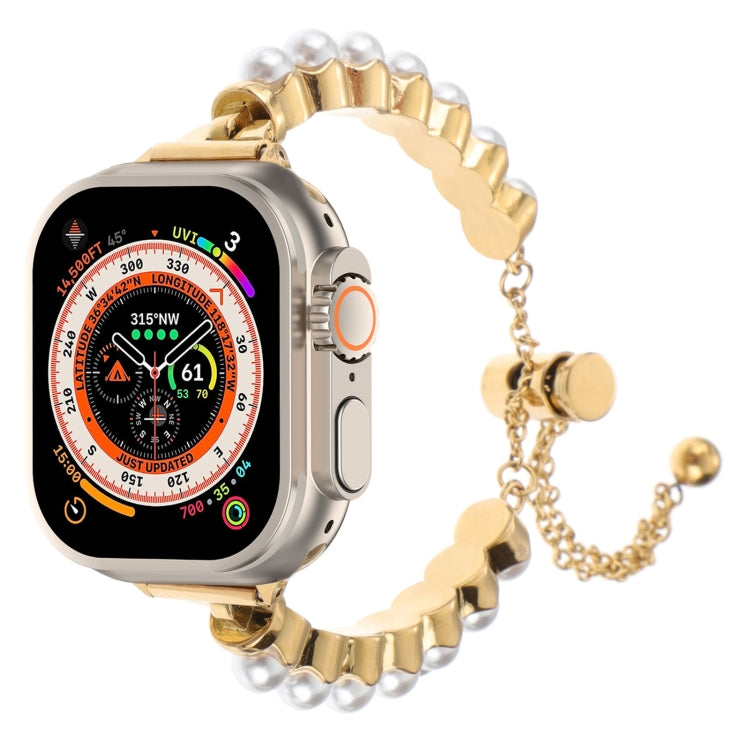 珍珠手鍊金屬錶帶，適用於 Apple Watch SE 2023 44mm，適用於 Apple Watch SE 2023 40mm，適用於 Apple Watch Ultra 2 49mm，適用於 Apple Watch Series 9 45mm，適用於 Apple Watch Series 9 41mm，適用於 Apple Watch Ultra 49mm，適用於 Apple Watch Series 8 41mm