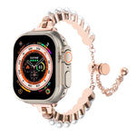 珍珠手鍊金屬錶帶，適用於 Apple Watch SE 2023 44mm，適用於 Apple Watch SE 2023 40mm，適用於 Apple Watch Ultra 2 49mm，適用於 Apple Watch Series 9 45mm，適用於 Apple Watch Series 9 41mm，適用於 Apple Watch Ultra 49mm，適用於 Apple Watch Series 8 41mm