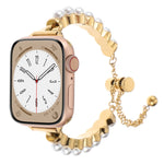 珍珠手鍊金屬錶帶，適用於 Apple Watch SE 2023 44mm，適用於 Apple Watch SE 2023 40mm，適用於 Apple Watch Ultra 2 49mm，適用於 Apple Watch Series 9 45mm，適用於 Apple Watch Series 9 41mm，適用於 Apple Watch Ultra 49mm，適用於 Apple Watch Series 8 41mm