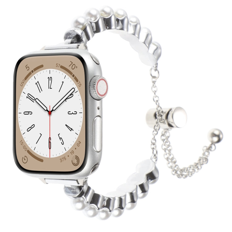 珍珠手鍊金屬錶帶，適用於 Apple Watch SE 40mm，適用於 Apple Watch SE 44mm，適用於 Apple Watch Series 6 40mm，適用於 Apple Watch Series 6 44mm，適用於 Apple Watch Series 5 44mm，適用於 Apple Watch Series 5 40mm，適用於 Apple Watch Series 4 44mm