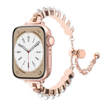 珍珠手鍊金屬錶帶，適用於 Apple Watch SE 40mm，適用於 Apple Watch SE 44mm，適用於 Apple Watch Series 6 40mm，適用於 Apple Watch Series 6 44mm，適用於 Apple Watch Series 5 44mm，適用於 Apple Watch Series 5 40mm，適用於 Apple Watch Series 4 44mm