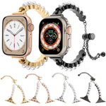 珍珠手鍊金屬錶帶，適用於 Apple Watch SE 2023 44mm，適用於 Apple Watch SE 2023 40mm，適用於 Apple Watch Ultra 2 49mm，適用於 Apple Watch Series 9 45mm，適用於 Apple Watch Series 9 41mm，適用於 Apple Watch Ultra 49mm，適用於 Apple Watch Series 8 41mm
