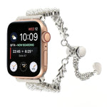 珍珠圓形鋅合金鍊金屬錶帶，適用於 Apple Watch 42mm，適用於 Apple Watch 38mm