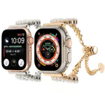 珍珠圓形鋅合金鍊金屬錶帶，適用於 Apple Watch 42mm，適用於 Apple Watch 38mm