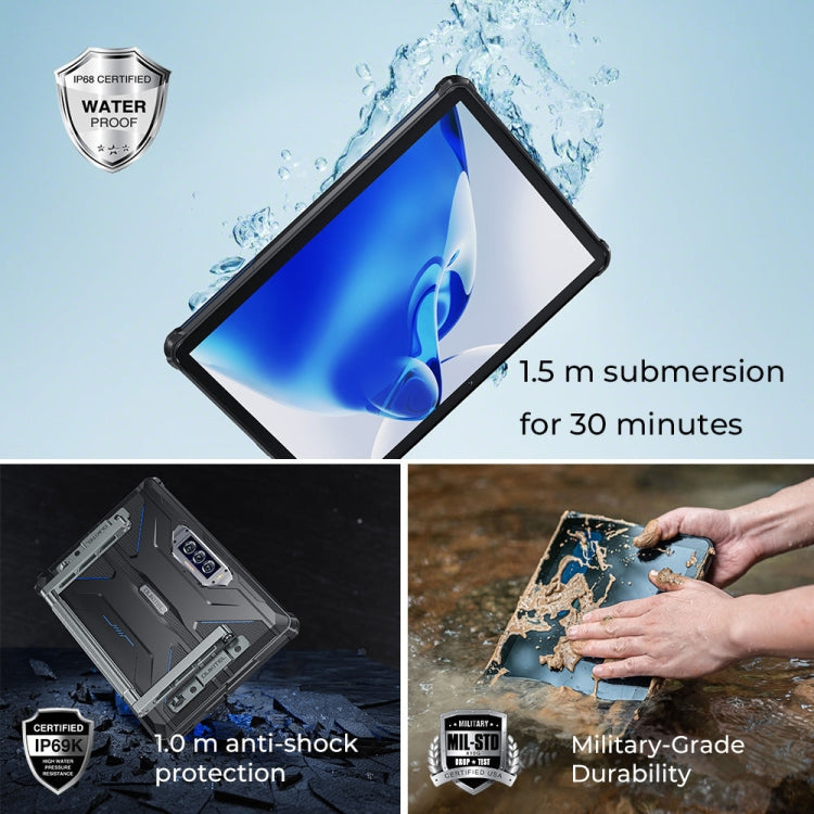 OUKITEL RT7 TITAN 5G 網路 IP68/IP69K 防護堅固型平板，10.1 吋 Android 15 MediaTek 天璣 7050 八核心，支援雙 SIM，歐規插頭，RT7 5G 12GB+512GB