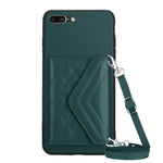 菱形紋理卡包 RFID 手機殼附長掛繩，適用於 iPhone 12 mini、iPhone 11 Pro Max、iPhone 11、iPhone 11 Pro、iPhone XS / X、iPhone XR、iPhone XS Max、iPhone 8 Plus / 7 Plus