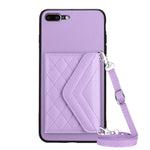 菱形紋理卡包 RFID 手機殼附長掛繩，適用於 iPhone 12 mini、iPhone 11 Pro Max、iPhone 11、iPhone 11 Pro、iPhone XS / X、iPhone XR、iPhone XS Max、iPhone 8 Plus / 7 Plus