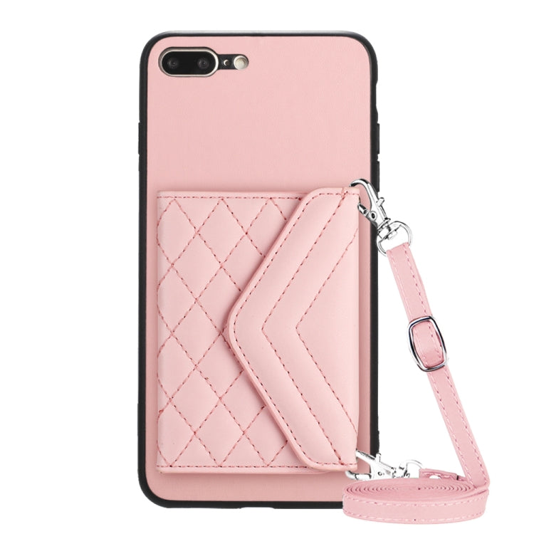 菱形紋理卡包 RFID 手機殼附長掛繩，適用於 iPhone 12 mini、iPhone 11 Pro Max、iPhone 11、iPhone 11 Pro、iPhone XS / X、iPhone XR、iPhone XS Max、iPhone 8 Plus / 7 Plus