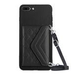 菱形紋理卡包 RFID 手機殼附長掛繩，適用於 iPhone 12 mini、iPhone 11 Pro Max、iPhone 11、iPhone 11 Pro、iPhone XS / X、iPhone XR、iPhone XS Max、iPhone 8 Plus / 7 Plus
