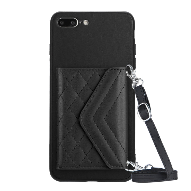 菱形紋理卡包 RFID 手機殼附長掛繩，適用於 iPhone 12 mini、iPhone 11 Pro Max、iPhone 11、iPhone 11 Pro、iPhone XS / X、iPhone XR、iPhone XS Max、iPhone 8 Plus / 7 Plus