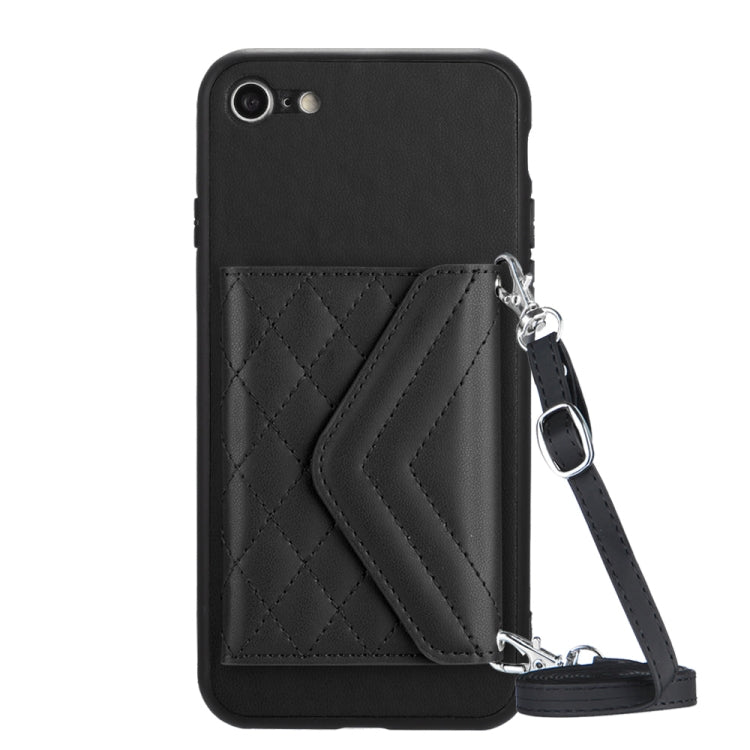 菱形紋理卡包 RFID 手機殼附長掛繩，適用於 iPhone SE 2022 / SE 2020、iPhone 13 Pro Max、iPhone 13 Pro、iPhone 13、iPhone 13 mini、iPhone 12、iPhone 12 Pro Max、iPhone 12 Pro