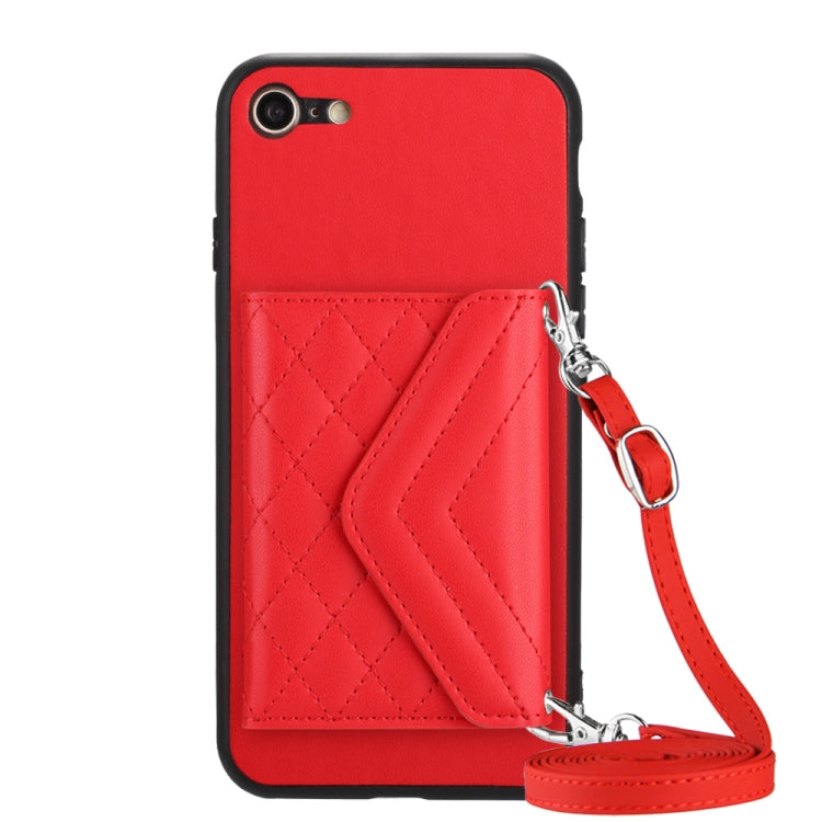 菱形紋理卡包 RFID 手機殼附長掛繩，適用於 iPhone SE 2022 / SE 2020、iPhone 13 Pro Max、iPhone 13 Pro、iPhone 13、iPhone 13 mini、iPhone 12、iPhone 12 Pro Max、iPhone 12 Pro