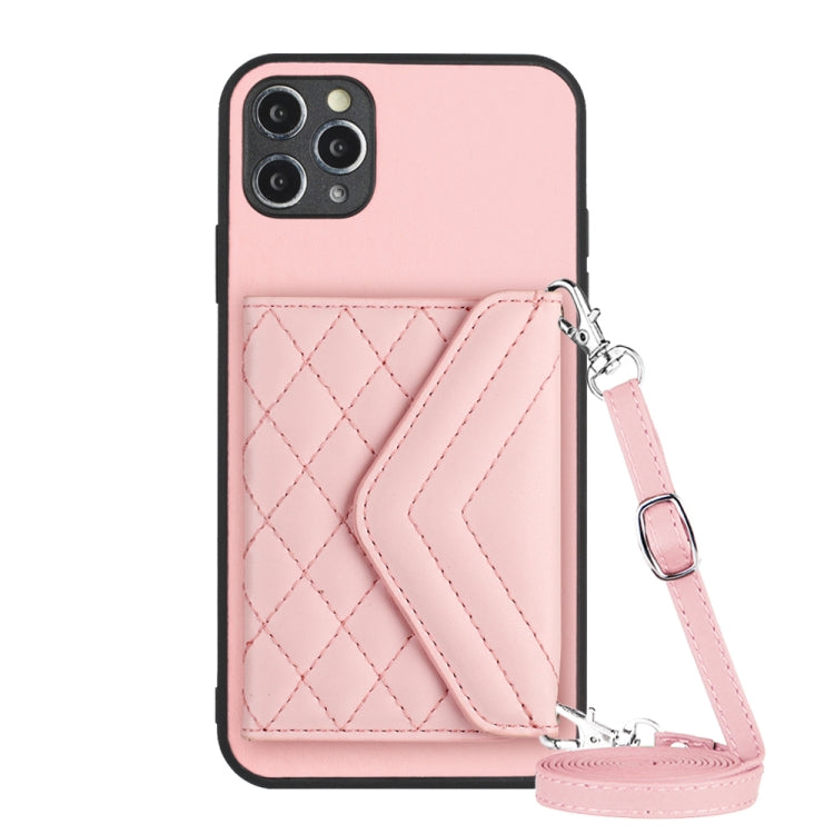 菱形紋理卡包 RFID 手機殼附長掛繩，適用於 iPhone 12 mini、iPhone 11 Pro Max、iPhone 11、iPhone 11 Pro、iPhone XS / X、iPhone XR、iPhone XS Max、iPhone 8 Plus / 7 Plus