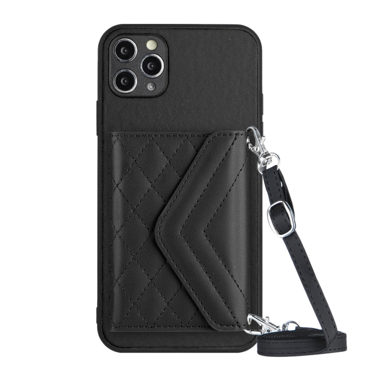 菱形紋理卡包 RFID 手機殼附長掛繩，適用於 iPhone 12 mini、iPhone 11 Pro Max、iPhone 11、iPhone 11 Pro、iPhone XS / X、iPhone XR、iPhone XS Max、iPhone 8 Plus / 7 Plus