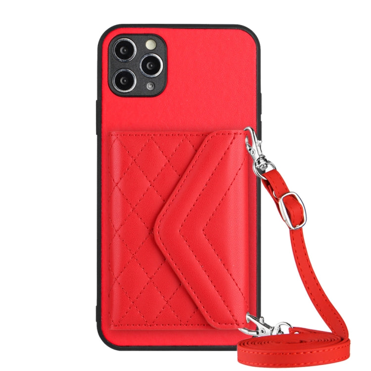 菱形紋理卡包 RFID 手機殼附長掛繩，適用於 iPhone 12 mini、iPhone 11 Pro Max、iPhone 11、iPhone 11 Pro、iPhone XS / X、iPhone XR、iPhone XS Max、iPhone 8 Plus / 7 Plus