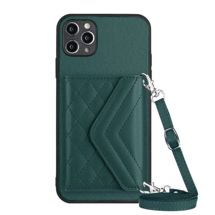 菱形紋理卡包 RFID 手機殼附長掛繩，適用於 iPhone 12 mini、iPhone 11 Pro Max、iPhone 11、iPhone 11 Pro、iPhone XS / X、iPhone XR、iPhone XS Max、iPhone 8 Plus / 7 Plus