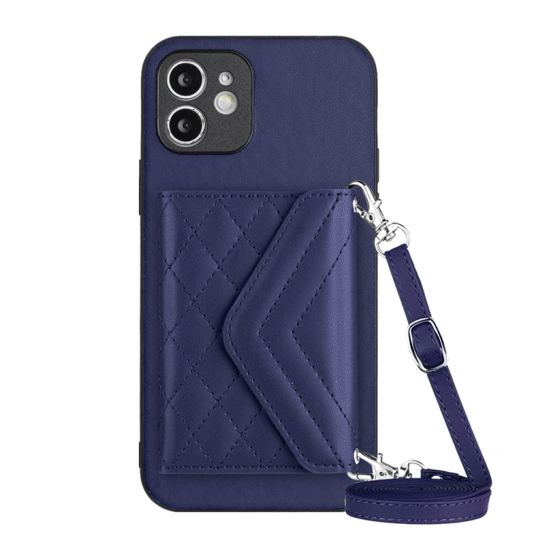 菱形紋理卡包 RFID 手機殼附長掛繩，適用於 iPhone 12 mini、iPhone 11 Pro Max、iPhone 11、iPhone 11 Pro、iPhone XS / X、iPhone XR、iPhone XS Max、iPhone 8 Plus / 7 Plus
