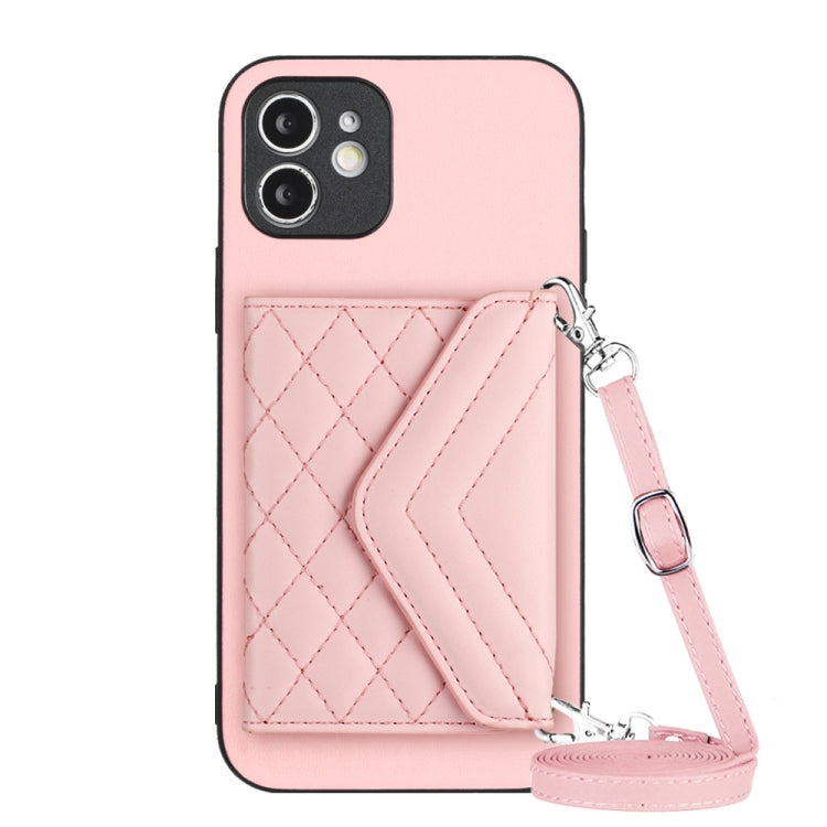 菱形紋理卡包 RFID 手機殼附長掛繩，適用於 iPhone 12 mini、iPhone 11 Pro Max、iPhone 11、iPhone 11 Pro、iPhone XS / X、iPhone XR、iPhone XS Max、iPhone 8 Plus / 7 Plus