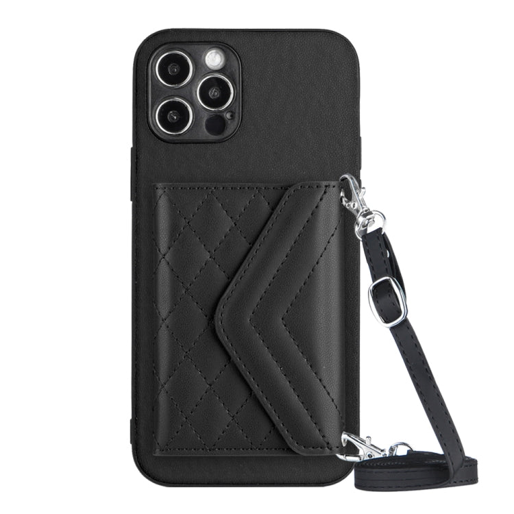 菱形紋理卡包 RFID 手機殼附長掛繩，適用於 iPhone SE 2022 / SE 2020、iPhone 13 Pro Max、iPhone 13 Pro、iPhone 13、iPhone 13 mini、iPhone 12、iPhone 12 Pro Max、iPhone 12 Pro