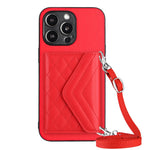 菱形紋理卡包 RFID 手機殼附長掛繩，適用於 iPhone SE 2022 / SE 2020、iPhone 13 Pro Max、iPhone 13 Pro、iPhone 13、iPhone 13 mini、iPhone 12、iPhone 12 Pro Max、iPhone 12 Pro