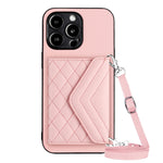 菱形紋理卡包 RFID 手機殼附長掛繩，適用於 iPhone SE 2022 / SE 2020、iPhone 13 Pro Max、iPhone 13 Pro、iPhone 13、iPhone 13 mini、iPhone 12、iPhone 12 Pro Max、iPhone 12 Pro