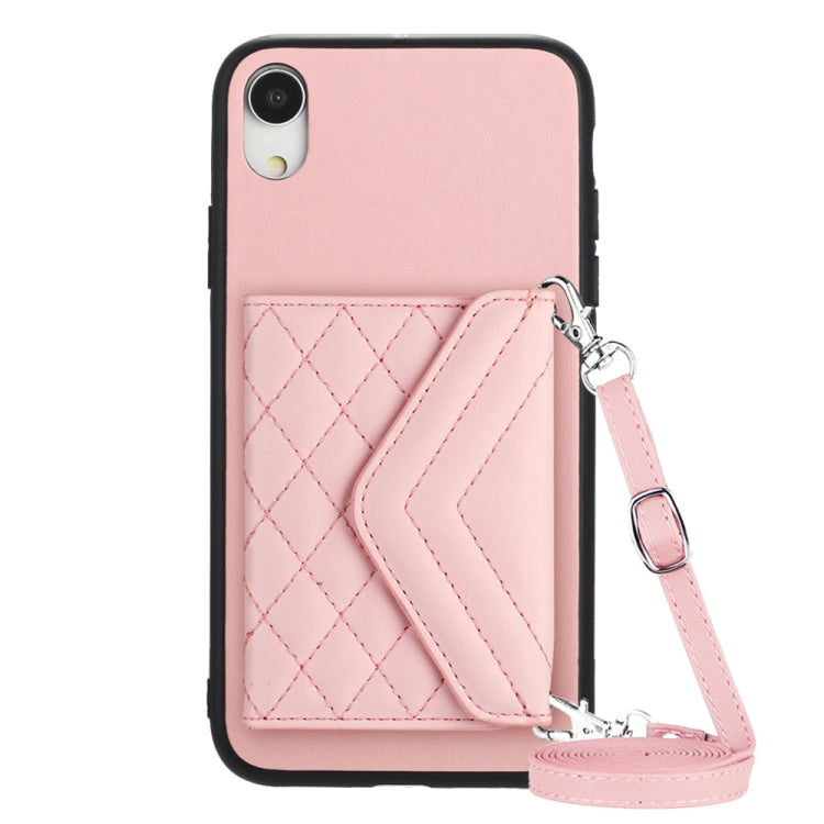菱形紋理卡包 RFID 手機殼附長掛繩，適用於 iPhone 12 mini、iPhone 11 Pro Max、iPhone 11、iPhone 11 Pro、iPhone XS / X、iPhone XR、iPhone XS Max、iPhone 8 Plus / 7 Plus