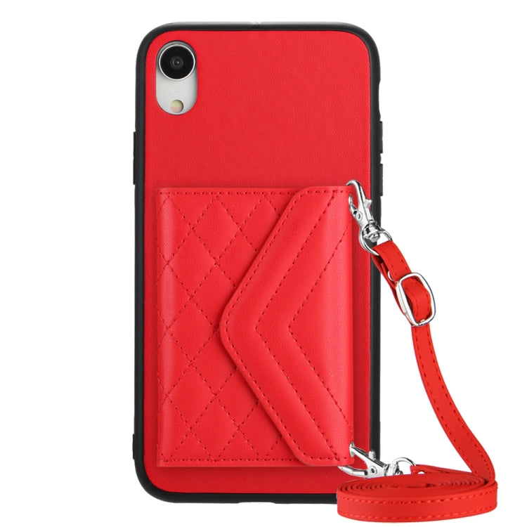 菱形紋理卡包 RFID 手機殼附長掛繩，適用於 iPhone 12 mini、iPhone 11 Pro Max、iPhone 11、iPhone 11 Pro、iPhone XS / X、iPhone XR、iPhone XS Max、iPhone 8 Plus / 7 Plus