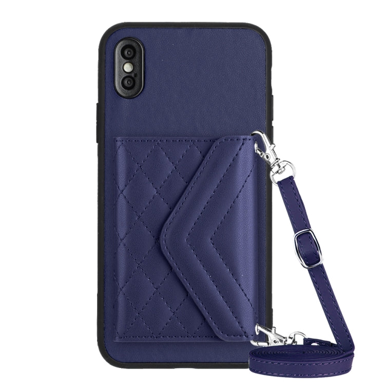 菱形紋理卡包 RFID 手機殼附長掛繩，適用於 iPhone 12 mini、iPhone 11 Pro Max、iPhone 11、iPhone 11 Pro、iPhone XS / X、iPhone XR、iPhone XS Max、iPhone 8 Plus / 7 Plus