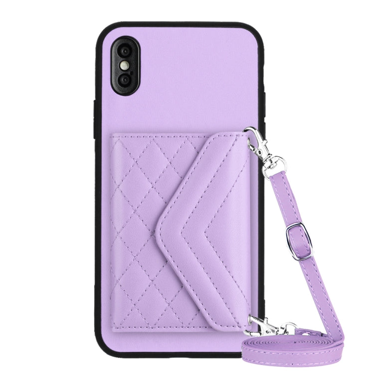 菱形紋理卡包 RFID 手機殼附長掛繩，適用於 iPhone 12 mini、iPhone 11 Pro Max、iPhone 11、iPhone 11 Pro、iPhone XS / X、iPhone XR、iPhone XS Max、iPhone 8 Plus / 7 Plus