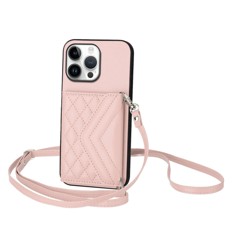 菱形紋理卡包 RFID 手機殼附長掛繩，適用於 iPhone 17 Pro Max、iPhone 17 Pro、iPhone 17、iPhone Air、iPhone 16 Pro Max、iPhone 16 Pro、iPhone 16 Plus、iPhone 16