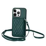 菱形紋理卡包 RFID 手機殼附長掛繩，適用於 iPhone 17 Pro Max、iPhone 17 Pro、iPhone 17、iPhone Air、iPhone 16 Pro Max、iPhone 16 Pro、iPhone 16 Plus、iPhone 16