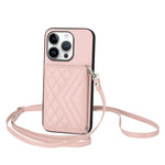 菱形紋理卡包 RFID 手機殼附長掛繩，適用於 iPhone 17 Pro Max、iPhone 17 Pro、iPhone 17、iPhone Air、iPhone 16 Pro Max、iPhone 16 Pro、iPhone 16 Plus、iPhone 16
