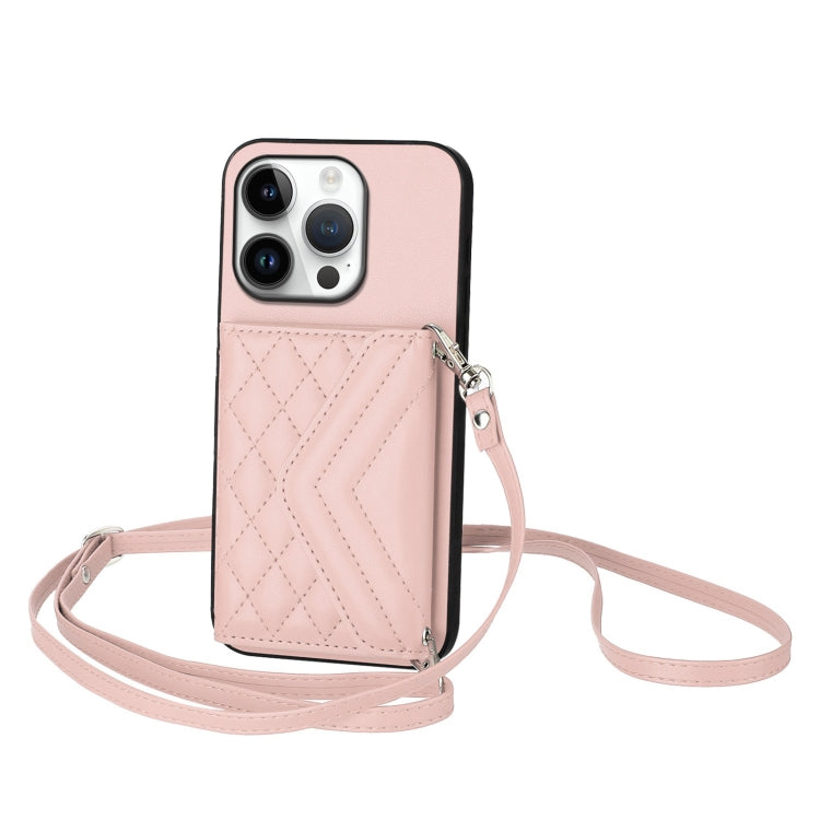 菱形紋理卡包 RFID 手機殼附長掛繩，適用於 iPhone 17 Pro Max、iPhone 17 Pro、iPhone 17、iPhone Air、iPhone 16 Pro Max、iPhone 16 Pro、iPhone 16 Plus、iPhone 16