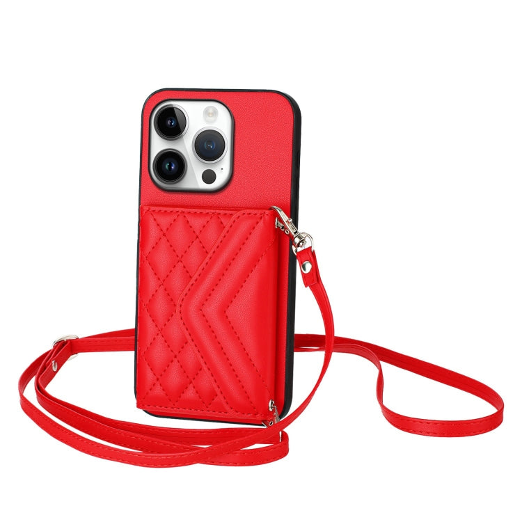 菱形紋理卡包 RFID 手機殼附長掛繩，適用於 iPhone 17 Pro Max、iPhone 17 Pro、iPhone 17、iPhone Air、iPhone 16 Pro Max、iPhone 16 Pro、iPhone 16 Plus、iPhone 16