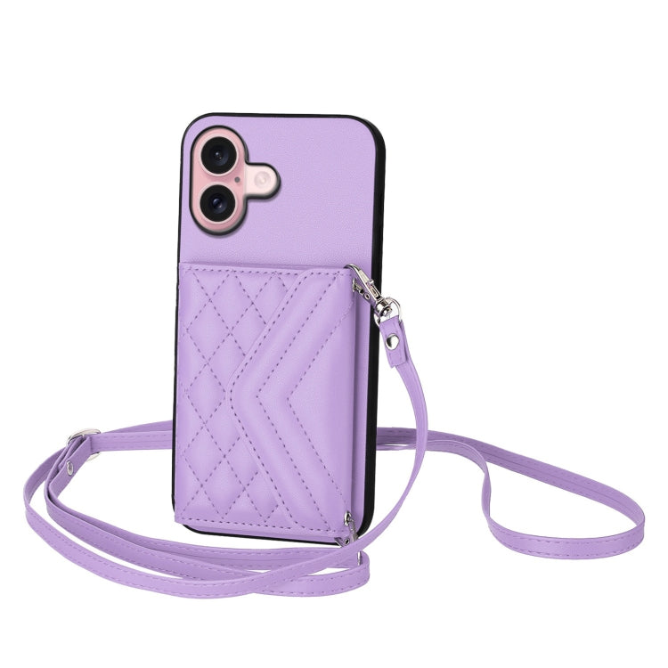 菱形紋理卡包 RFID 手機殼附長掛繩，適用於 iPhone 17 Pro Max、iPhone 17 Pro、iPhone 17、iPhone Air、iPhone 16 Pro Max、iPhone 16 Pro、iPhone 16 Plus、iPhone 16