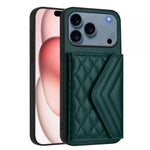 菱形紋理卡包 RFID 手機殼附長掛繩，適用於 iPhone 17 Pro Max、iPhone 17 Pro、iPhone 17、iPhone Air、iPhone 16 Pro Max、iPhone 16 Pro、iPhone 16 Plus、iPhone 16