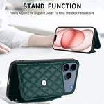 菱形紋理卡包 RFID 手機殼附長掛繩，適用於 iPhone 17 Pro Max、iPhone 17 Pro、iPhone 17、iPhone Air、iPhone 16 Pro Max、iPhone 16 Pro、iPhone 16 Plus、iPhone 16
