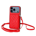 菱形紋理卡包 RFID 手機殼附長掛繩，適用於 iPhone 17 Pro Max、iPhone 17 Pro、iPhone 17、iPhone Air、iPhone 16 Pro Max、iPhone 16 Pro、iPhone 16 Plus、iPhone 16