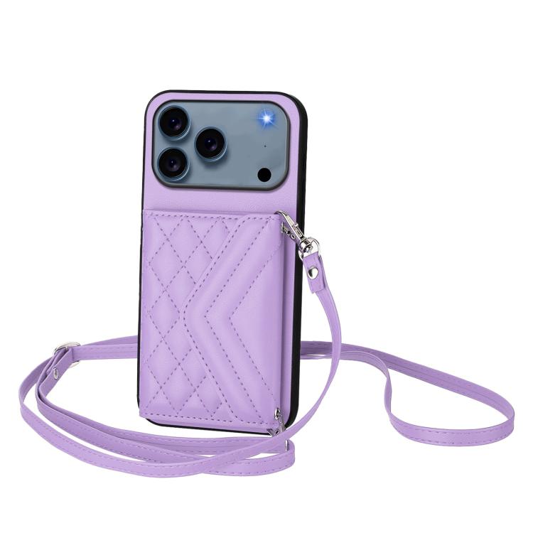 菱形紋理卡包 RFID 手機殼附長掛繩，適用於 iPhone 17 Pro Max、iPhone 17 Pro、iPhone 17、iPhone Air、iPhone 16 Pro Max、iPhone 16 Pro、iPhone 16 Plus、iPhone 16